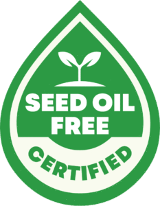 Official Seed Oil Free Certified™ seal, guaranteeing a seed oil free ingredient for product purity.